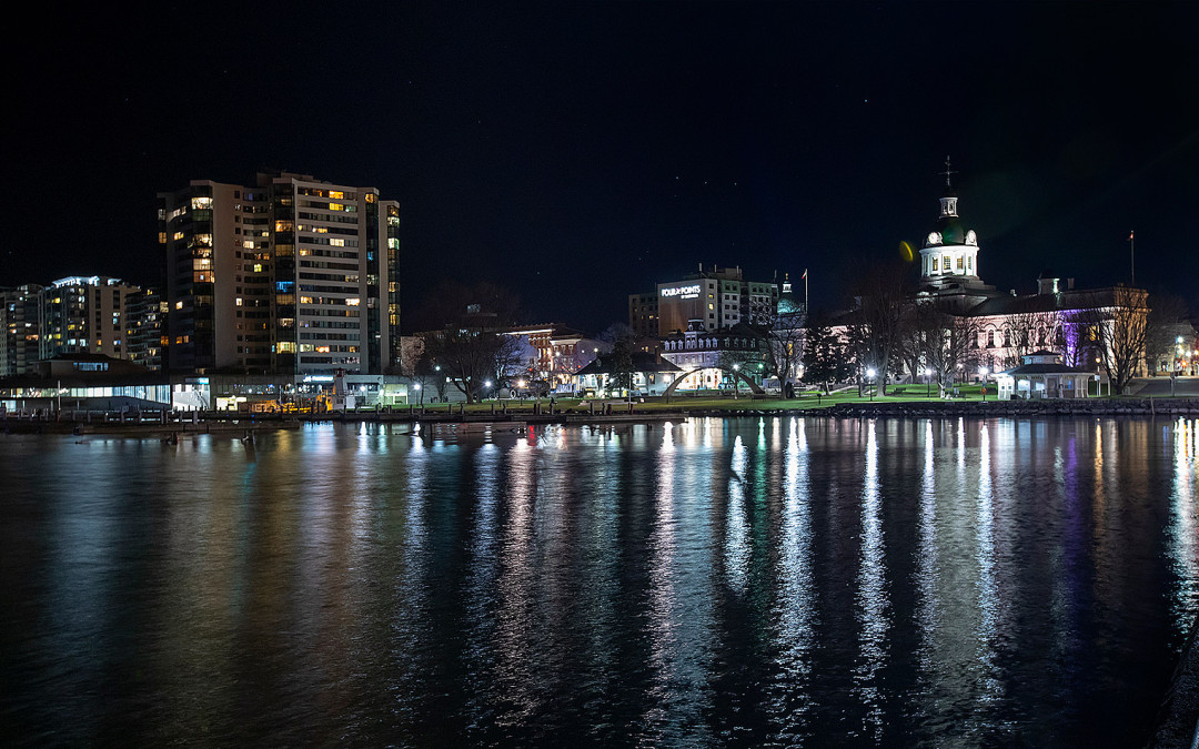 Kingston Ontario waterfront by night
