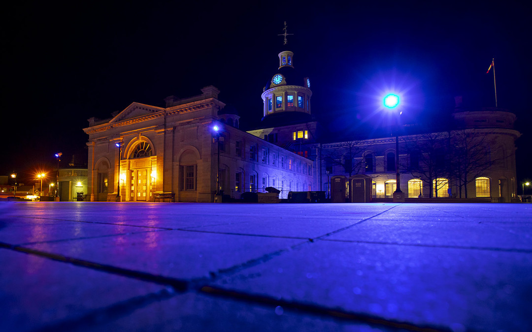 Kingston city hall at night